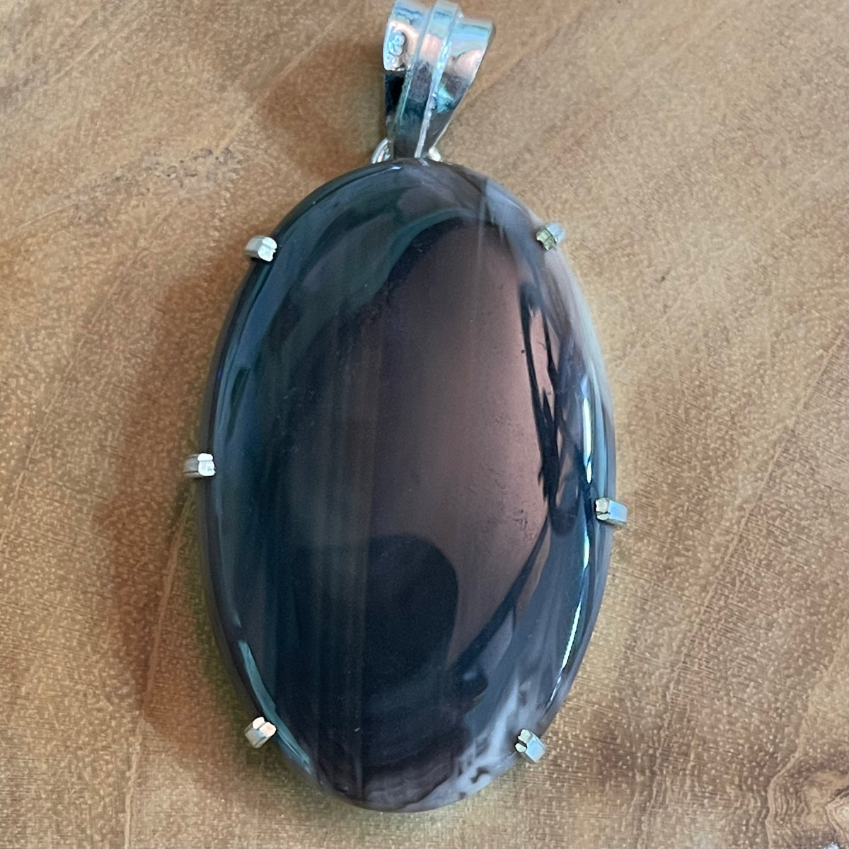 Large Brown Agate Silver Plated Pendant - The Spirit of Life
