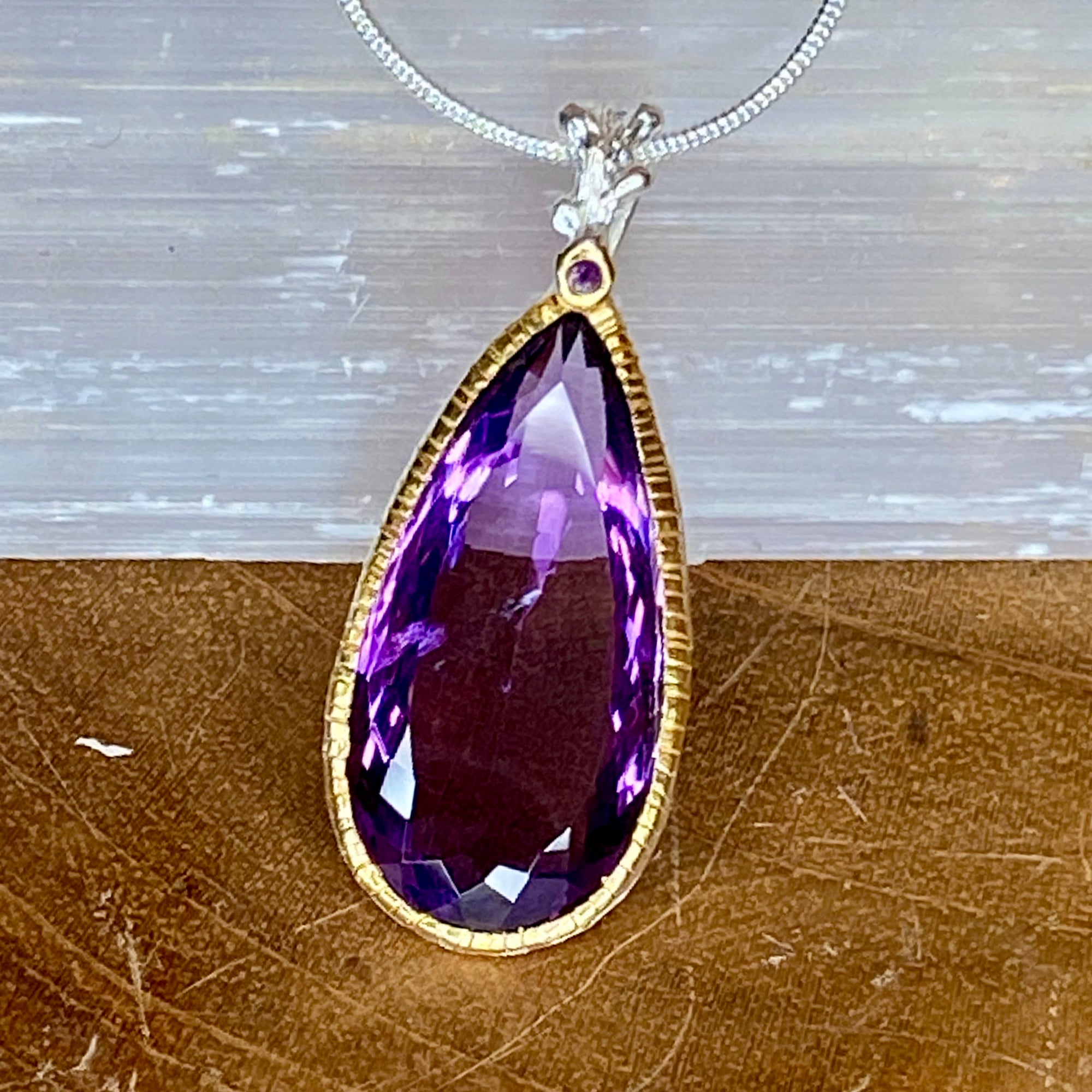 Handmade 26ct Natural Amethyst 925 Sterling Silver Pendant - The Spirit of Life