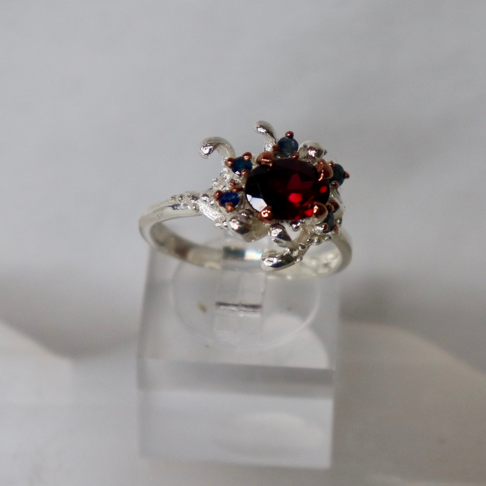 Garnet Sterling Silver Ring Sz 8.25 - The Spirit of Life