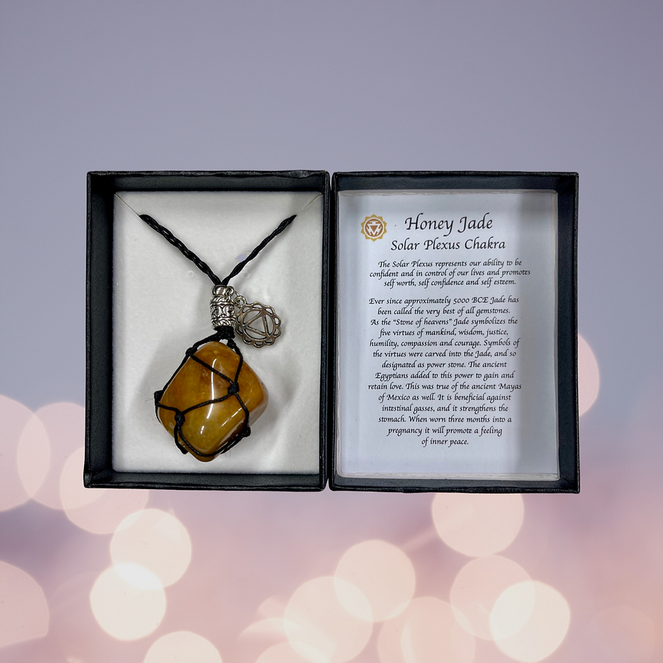 Honey Jade, Solar Plexus Chakra Necklace - The Spirit of Life