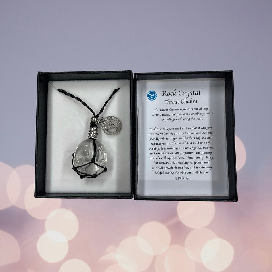 Clear Quartz ( Rock Crystal) , Throat Chakra Necklace - The Spirit of Life