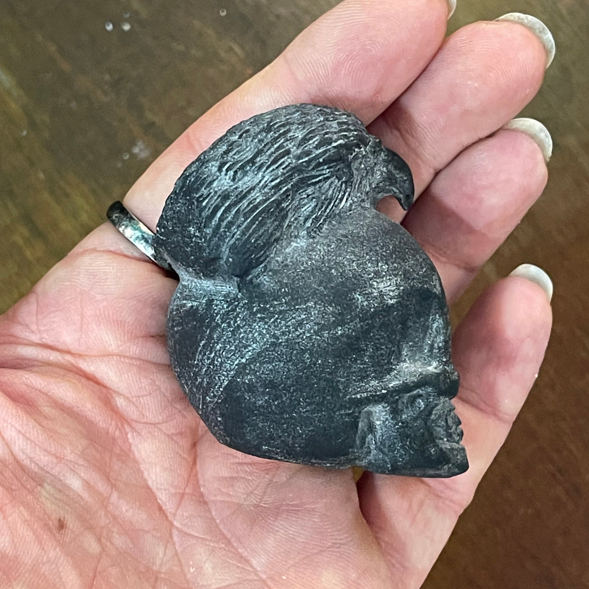 Stunning Black Obsidian Skull Raven Carving - The Spirit of Life