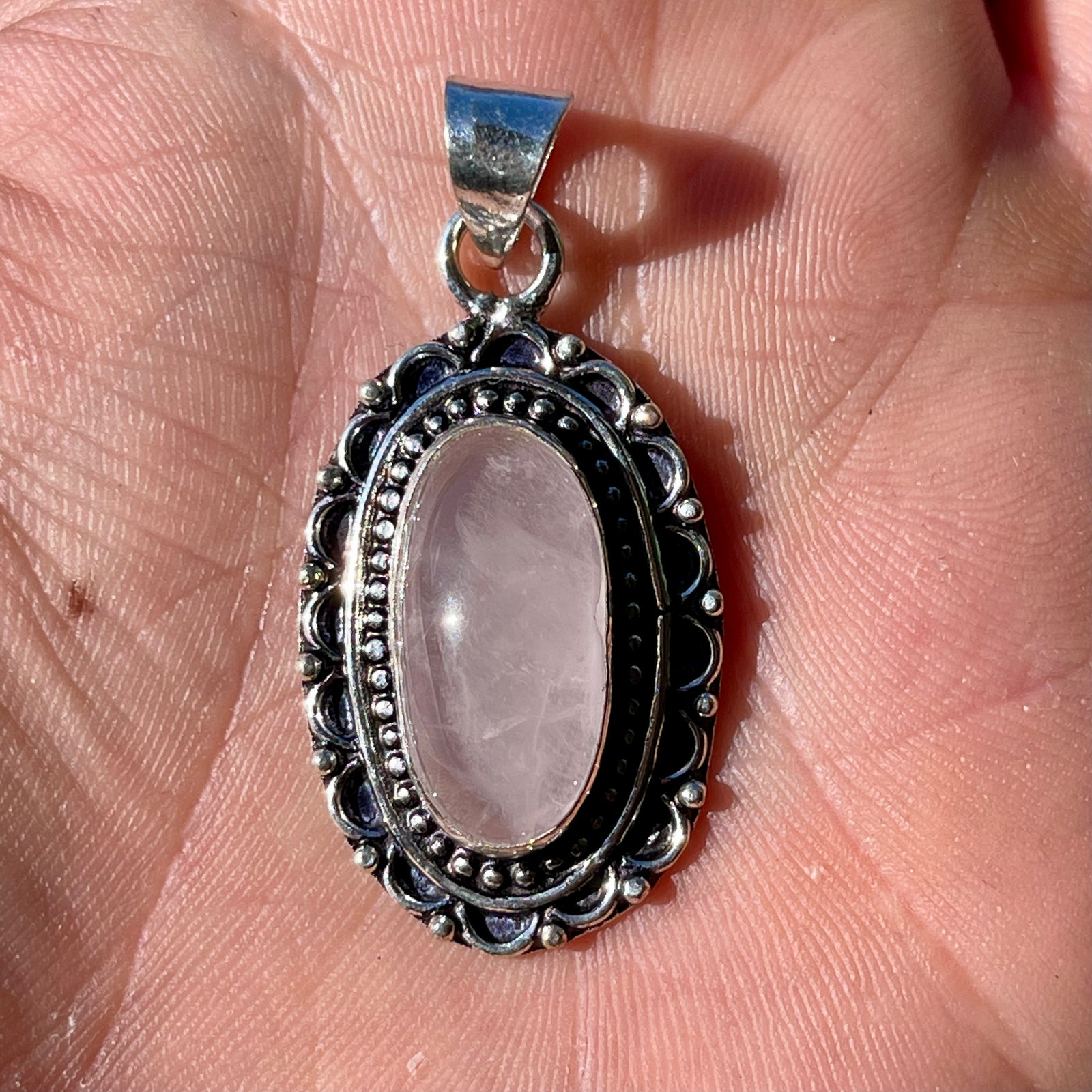 Rose Quartz, Silver Plated Pendant - The Spirit of Life