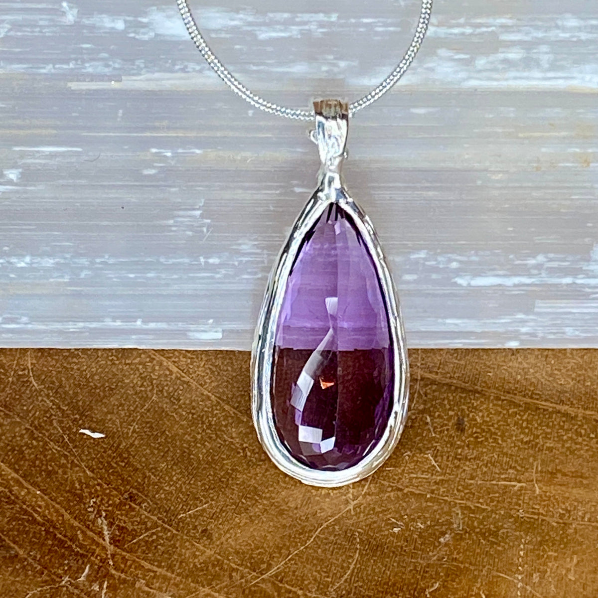 Handmade 26ct Natural Amethyst 925 Sterling Silver Pendant - The Spirit of Life