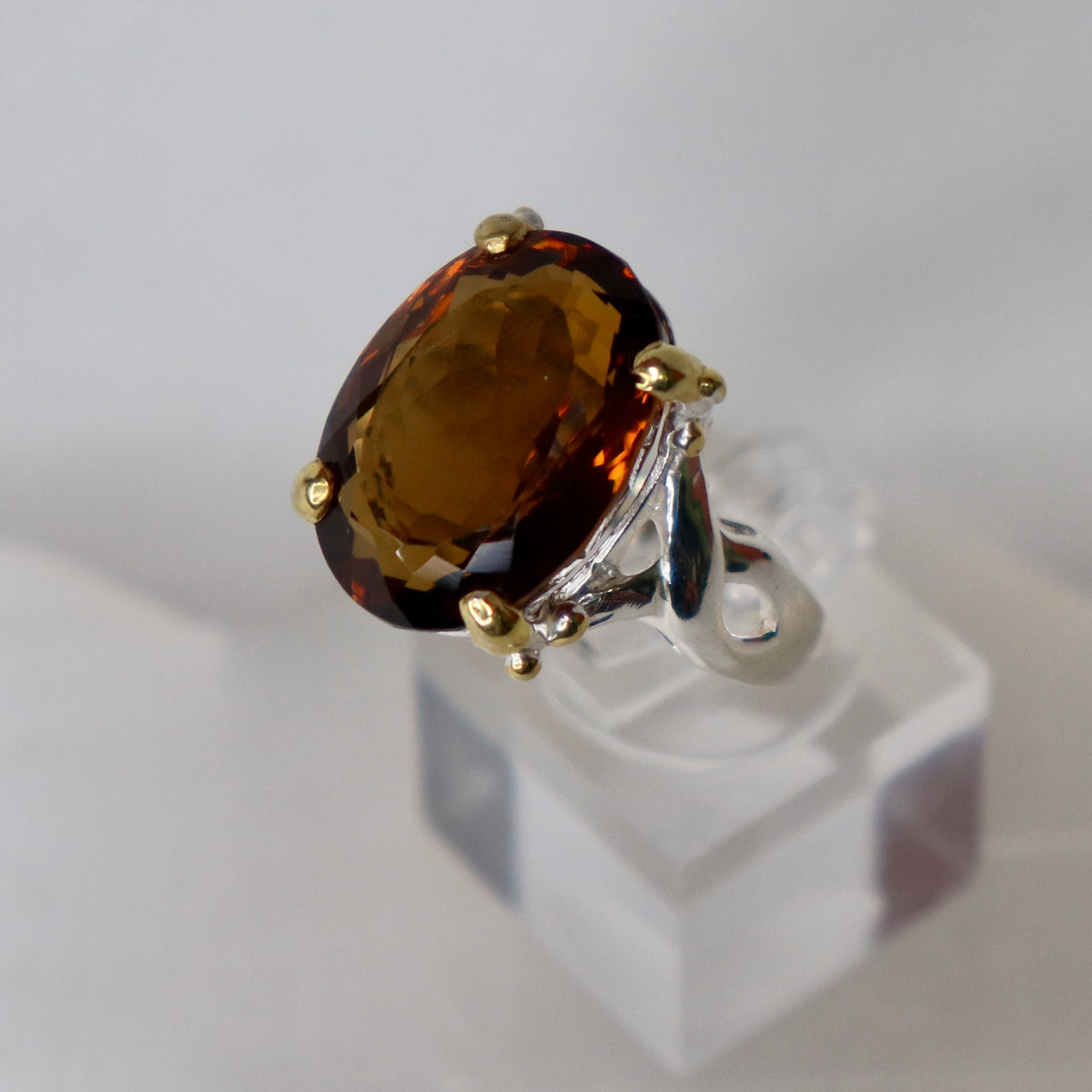 Cognac Quartz Sterling Silver Ring Sz 8.25 - The Spirit of Life