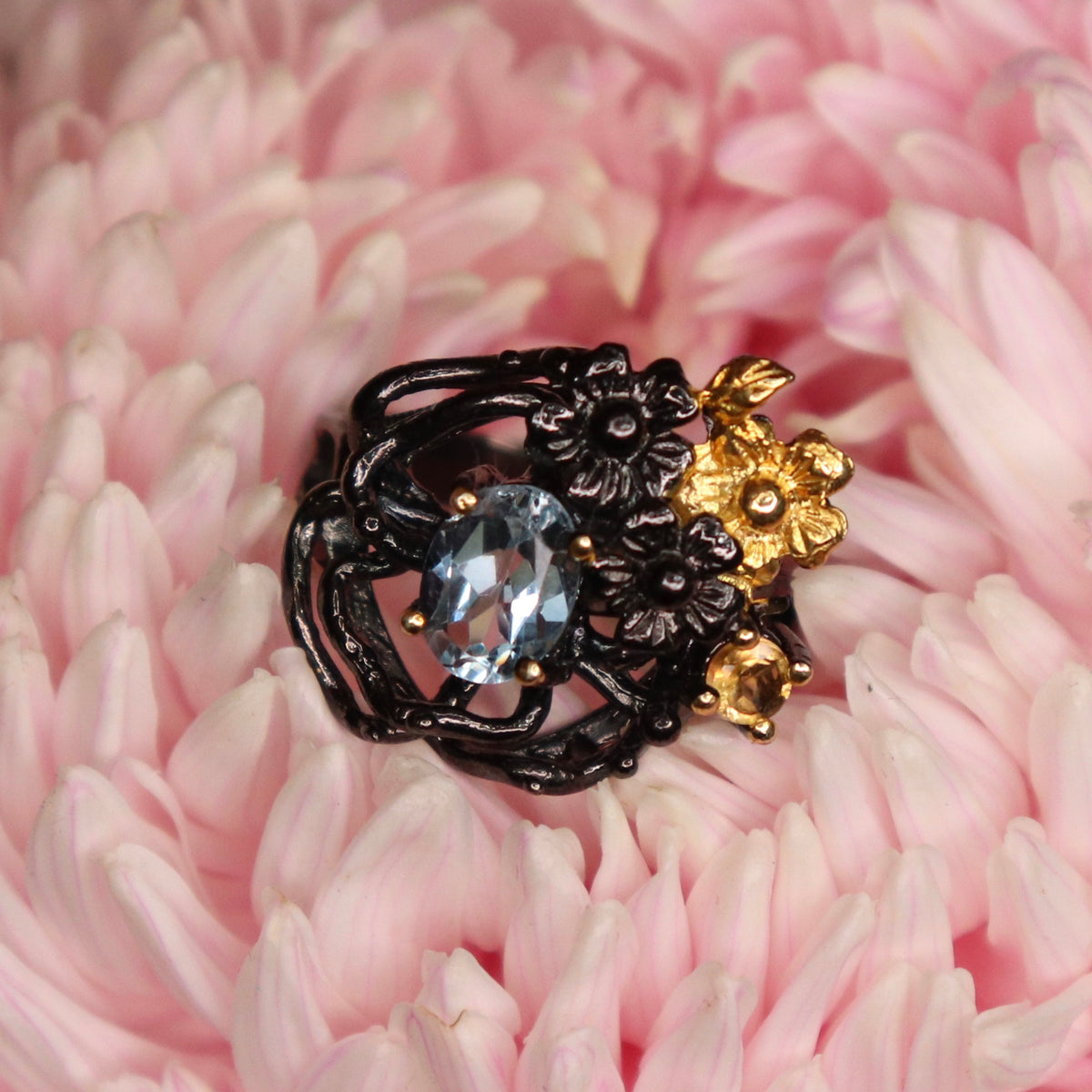 Blue Topaz Sterling Silver Ring Sz 7.5 - The Spirit of Life