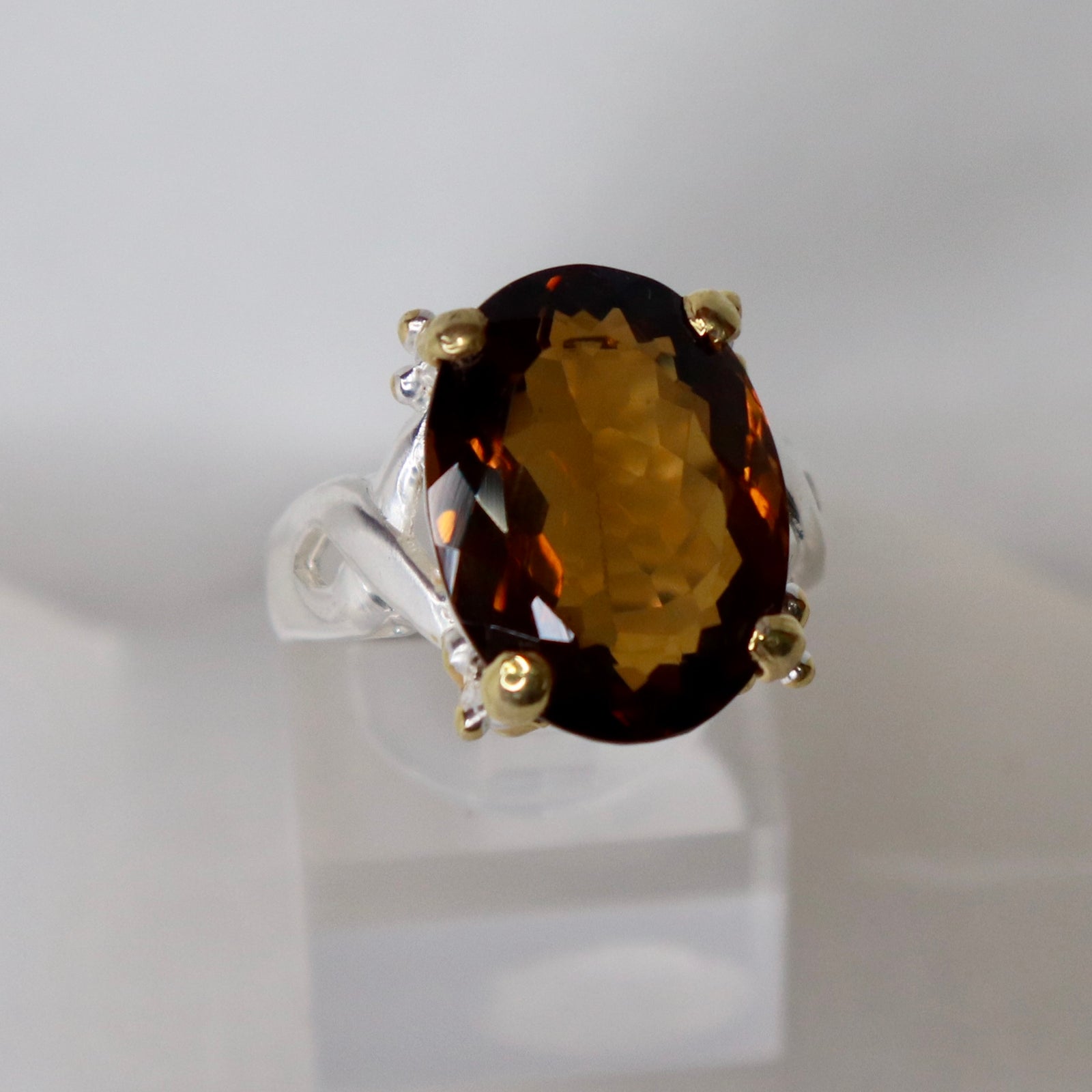 Cognac Quartz Sterling Silver Ring Sz 8.25 - The Spirit of Life