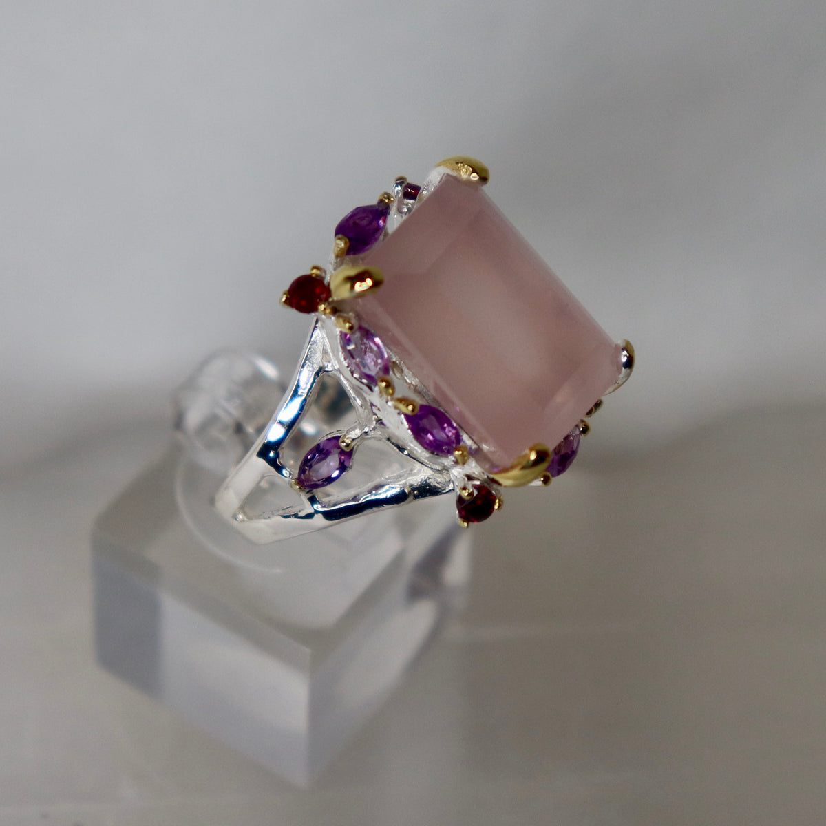 Rose Quartz Sterling Silver Ring Sz 8.25 - The Spirit of Life