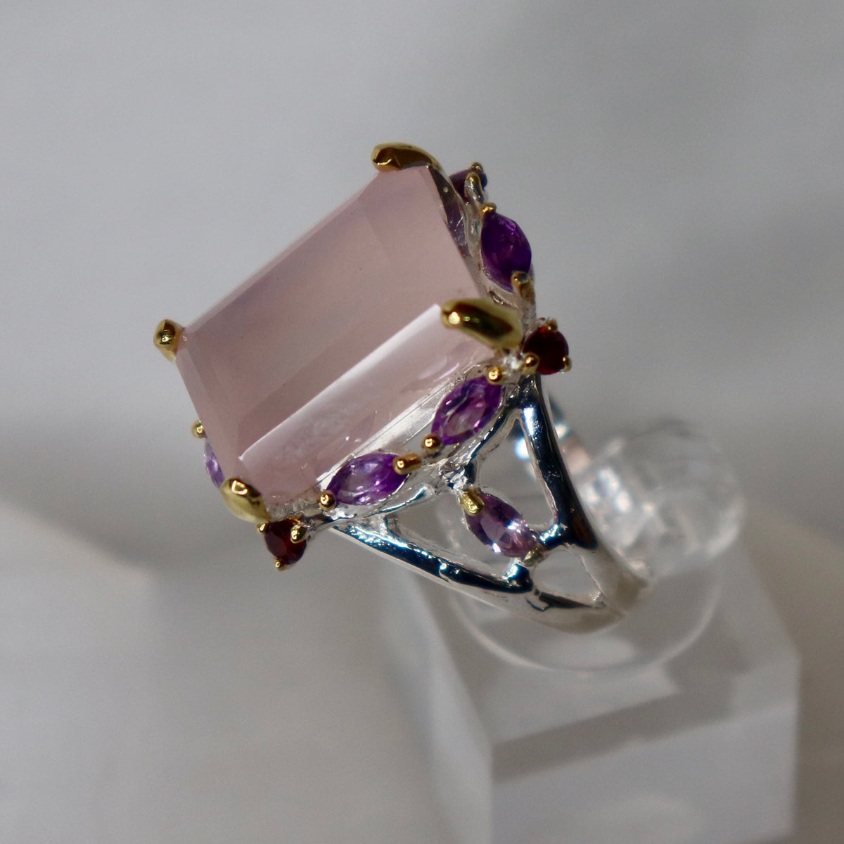 Rose Quartz Sterling Silver Ring Sz 8.25 - The Spirit of Life