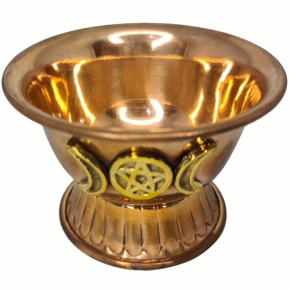 6.5 x 10cm Triple Moon Copper Offering Bowl - The Spirit of Life