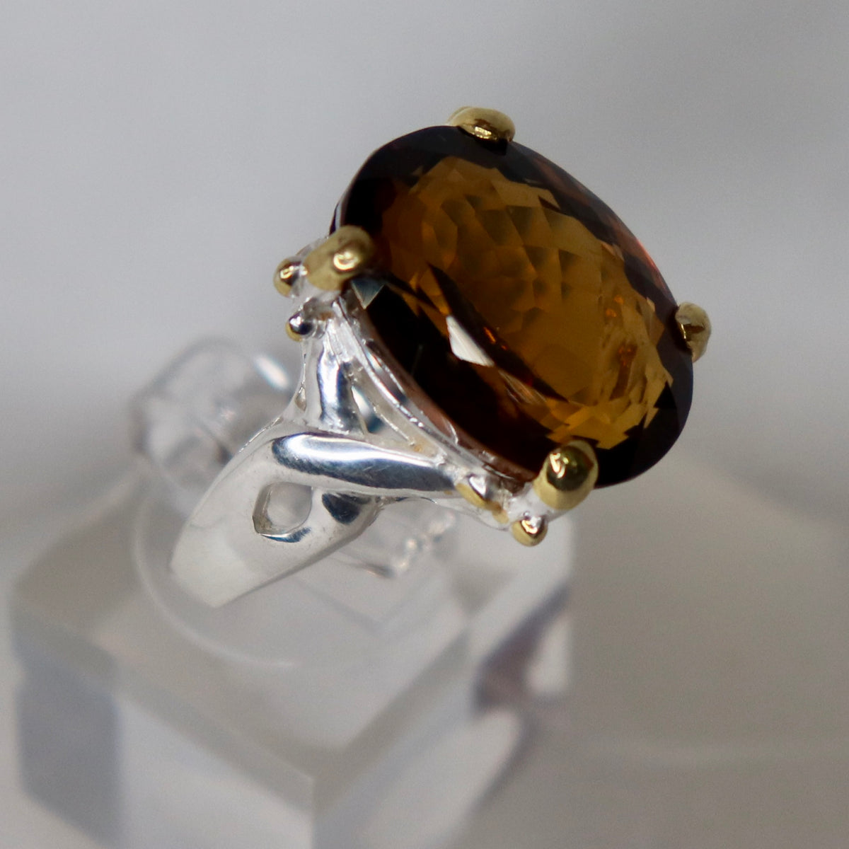 Cognac Quartz Sterling Silver Ring Sz 8.25 - The Spirit of Life