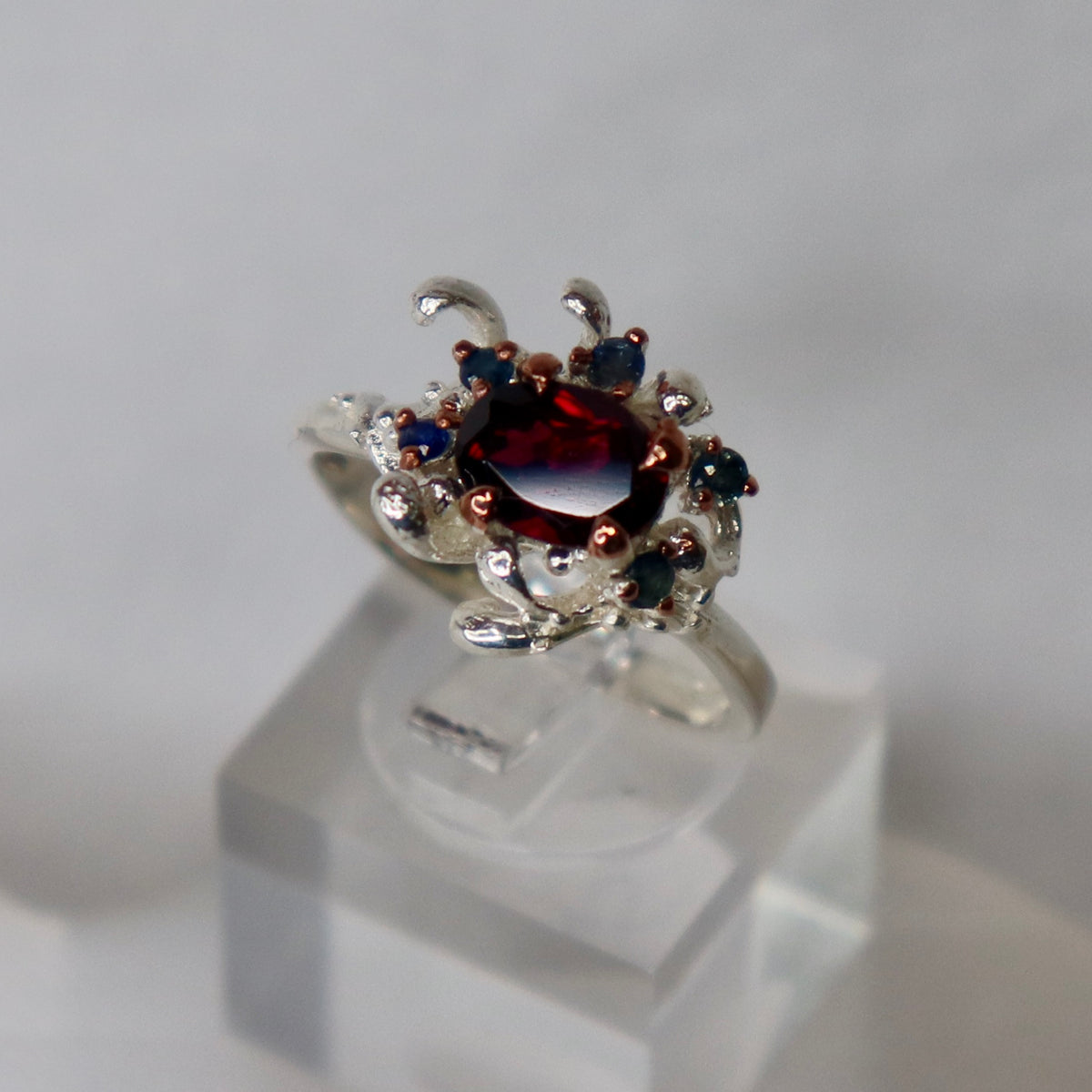 Garnet Sterling Silver Ring Sz 8.25 - The Spirit of Life