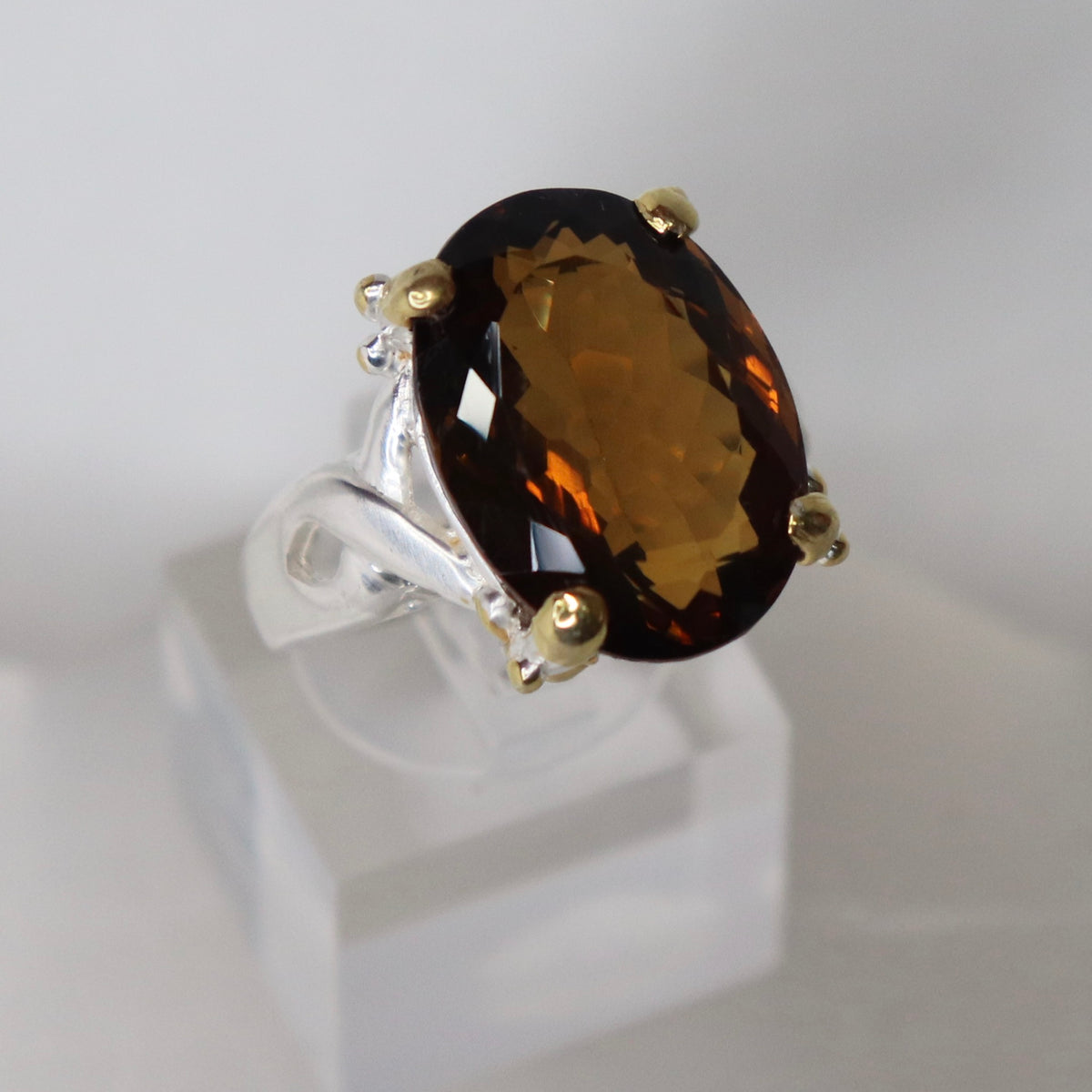 Cognac Quartz Sterling Silver Ring Sz 8.25 - The Spirit of Life