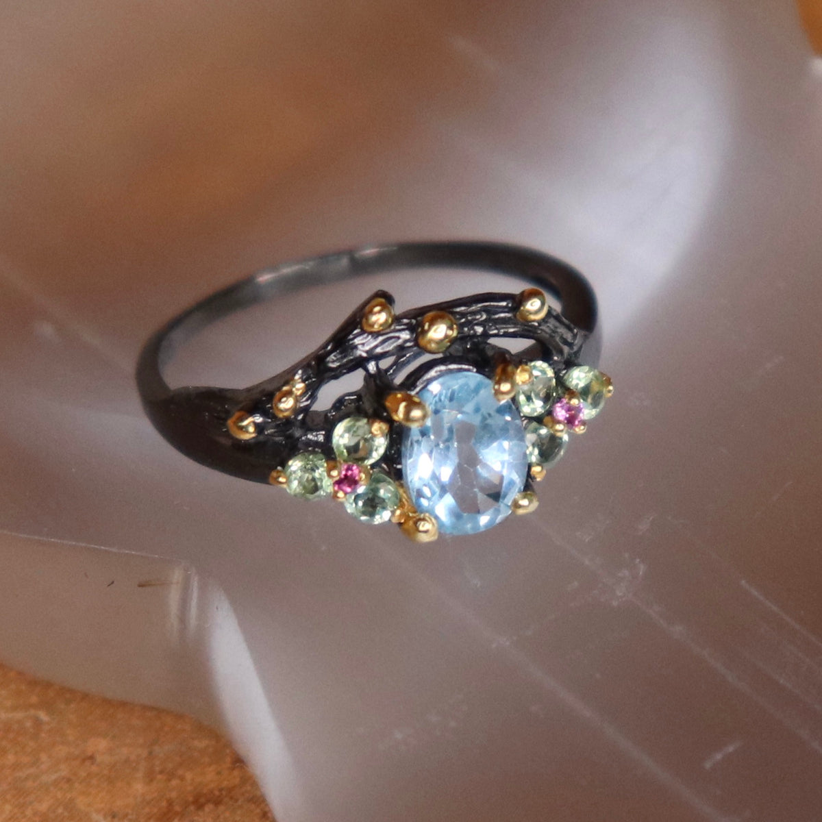 Blue Topaz Sterling Silver Ring Sz 7.25 - The Spirit of Life