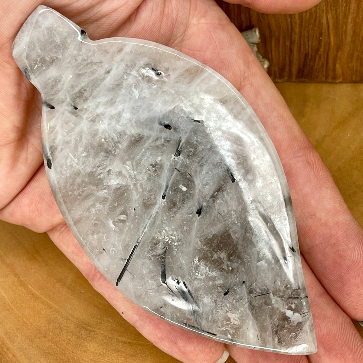 Tourmalated Quartz Leaf Bowl 178g - The Spirit of Life