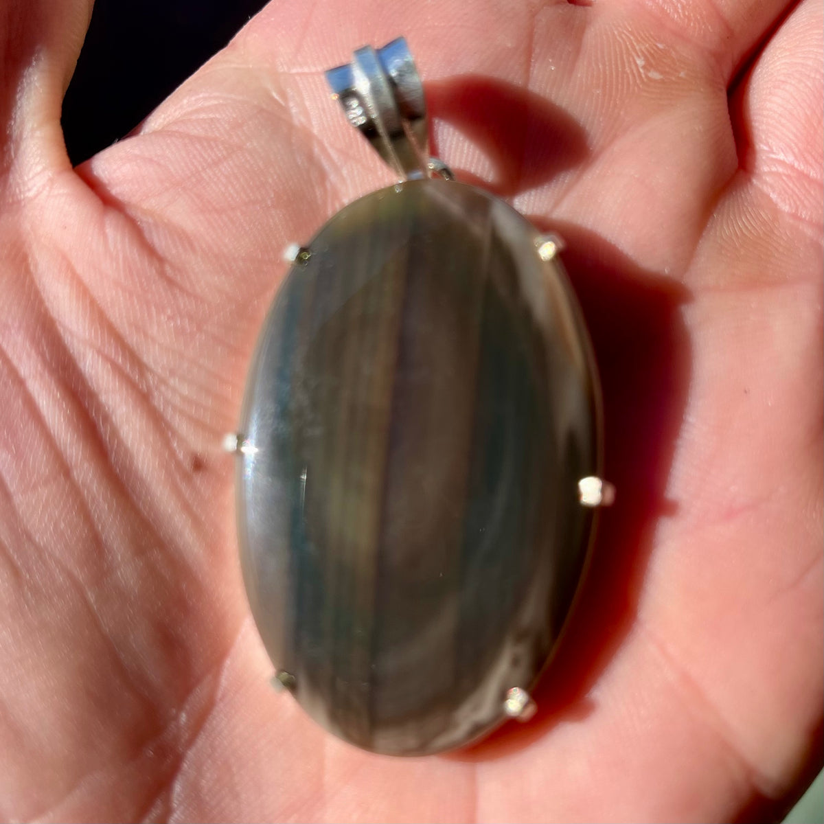 Large Brown Agate Silver Plated Pendant - The Spirit of Life