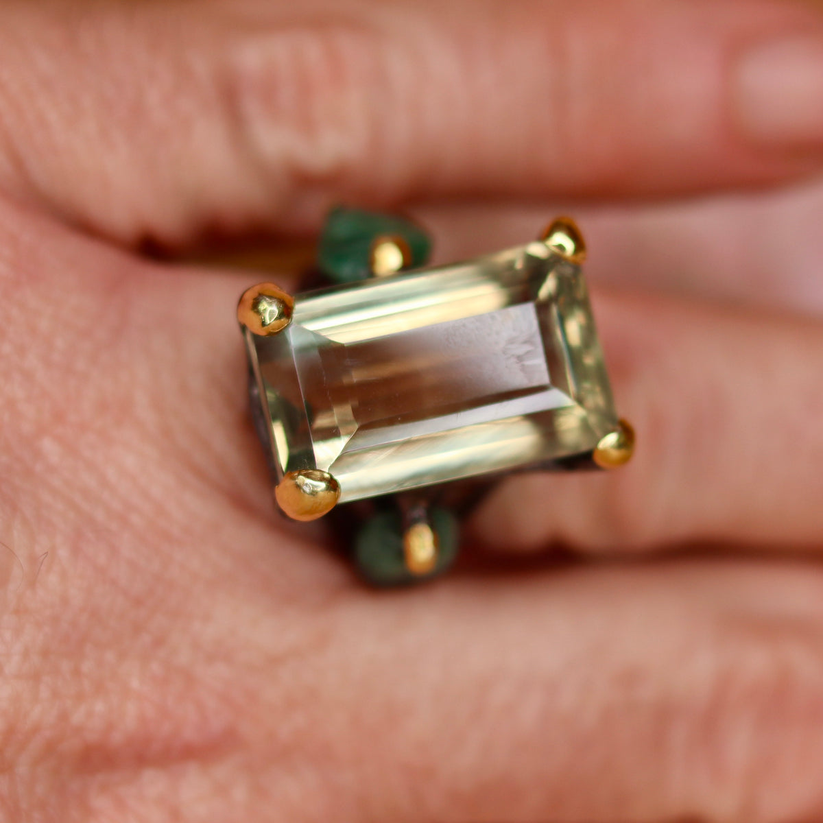 Green Amethyst Sterling Silver Ring Sz 8 - The Spirit of Life