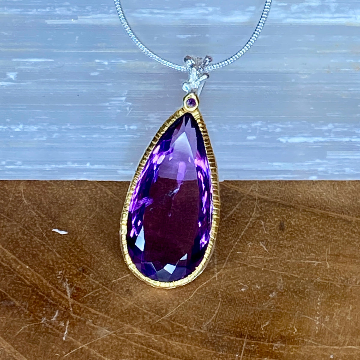 Handmade 26ct Natural Amethyst 925 Sterling Silver Pendant - The Spirit of Life