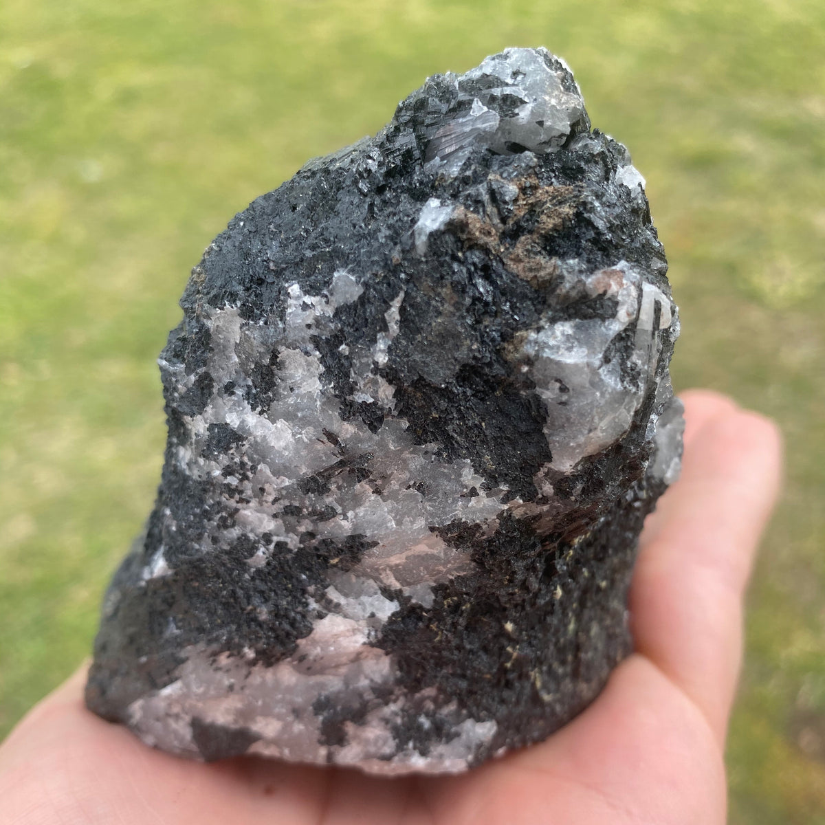 728g Raw Black Tourmaline on Clear Quartz Crystal - The Spirit of Life