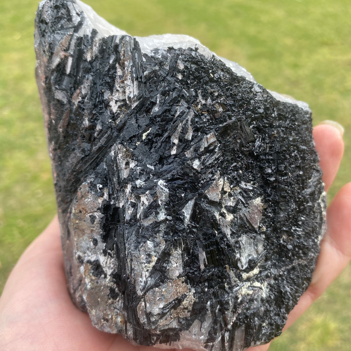 971g Natural Raw Black Tourmaline on Clear Quartz Crystal - The Spirit of Life