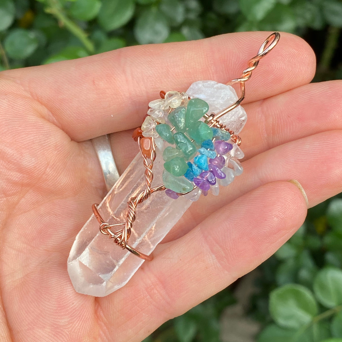 Stunning Clear Quartz with Tree of life Pendant Copper. - The Spirit of Life