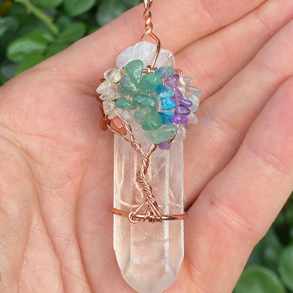 Stunning Clear Quartz with Tree of life Pendant Copper. - The Spirit of Life