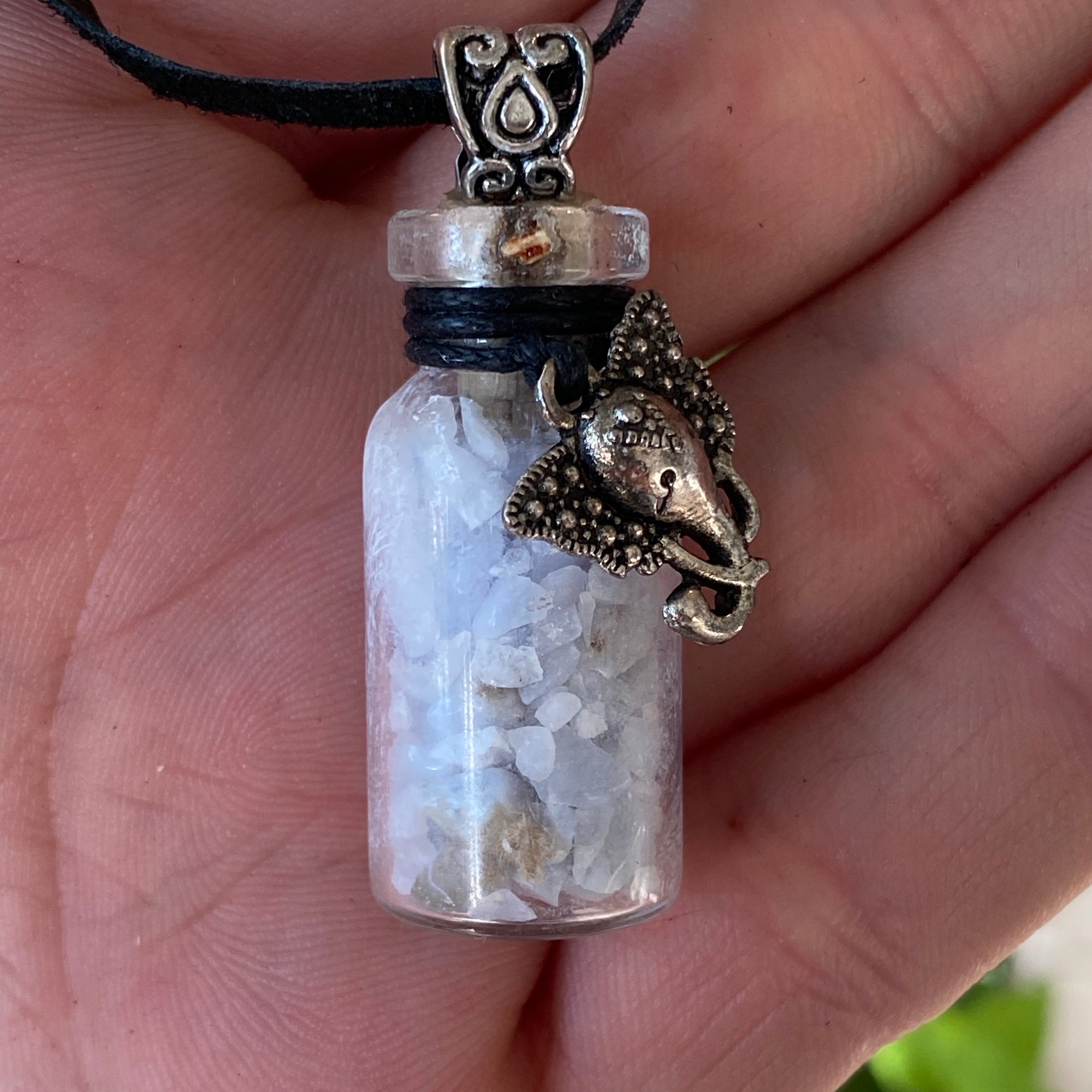 Crystal Chip Bottle Pendant with Blue Lace Agate - The Spirit of Life