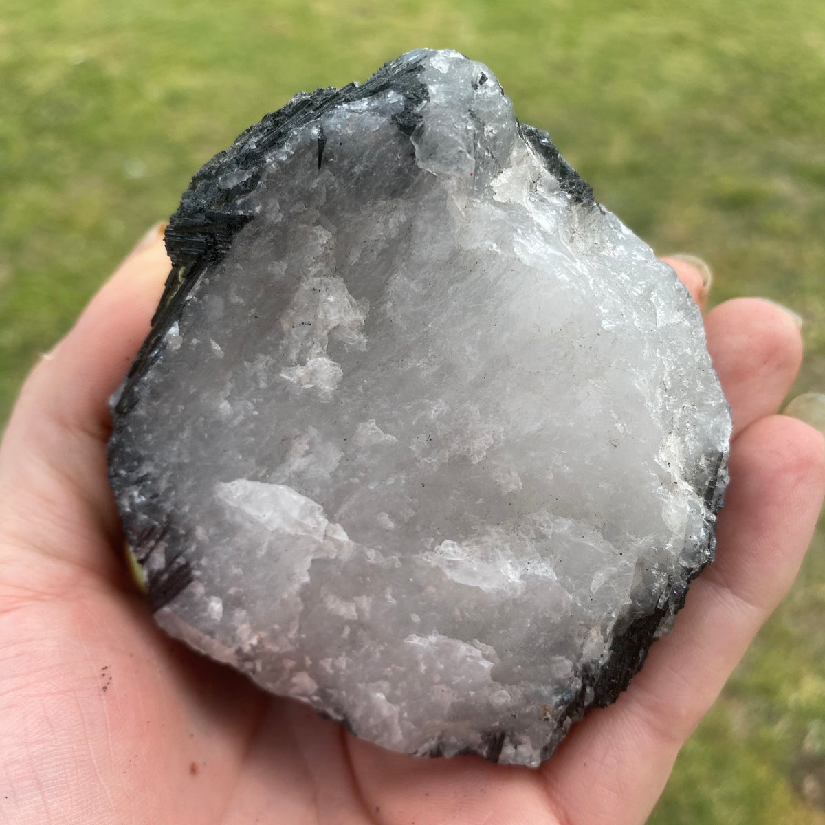 728g Raw Black Tourmaline on Clear Quartz Crystal - The Spirit of Life