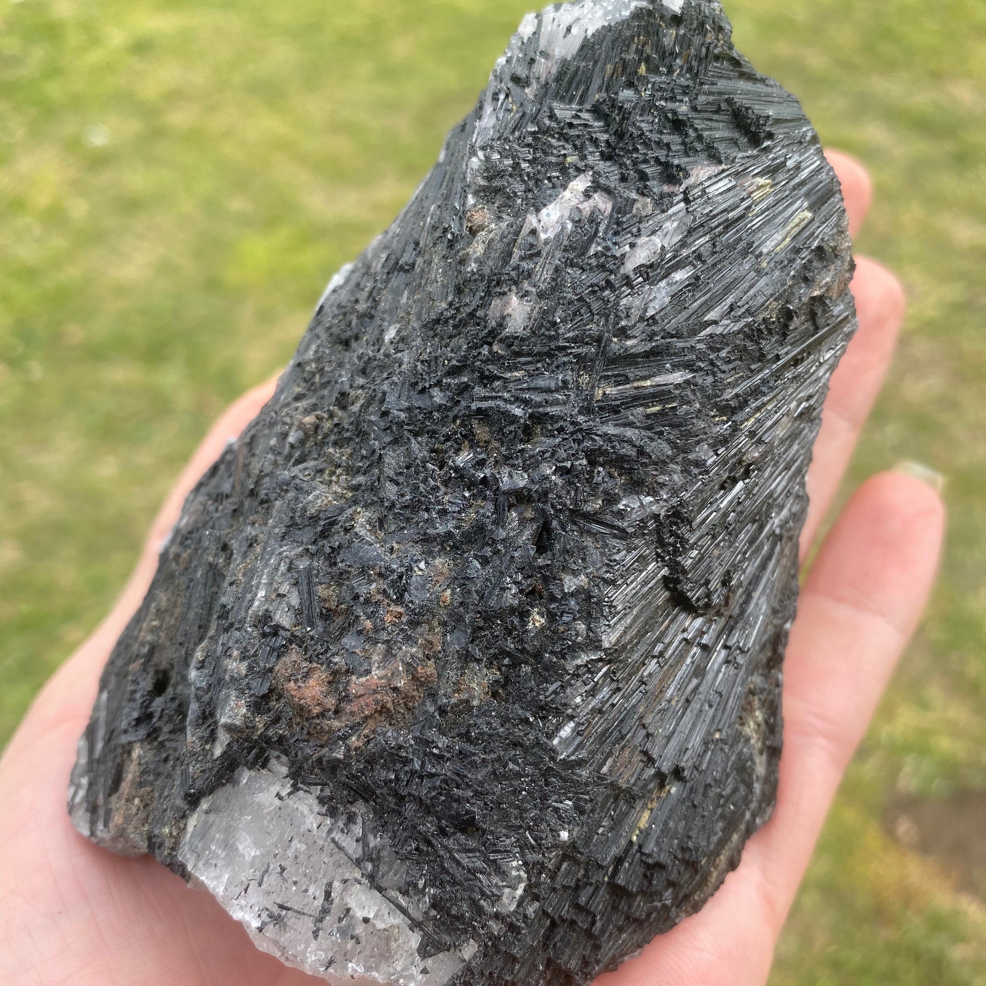 728g Raw Black Tourmaline on Clear Quartz Crystal - The Spirit of Life